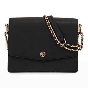 Tory Burch Robinson saffiano leather convertible chain strap shoulder bag EUC